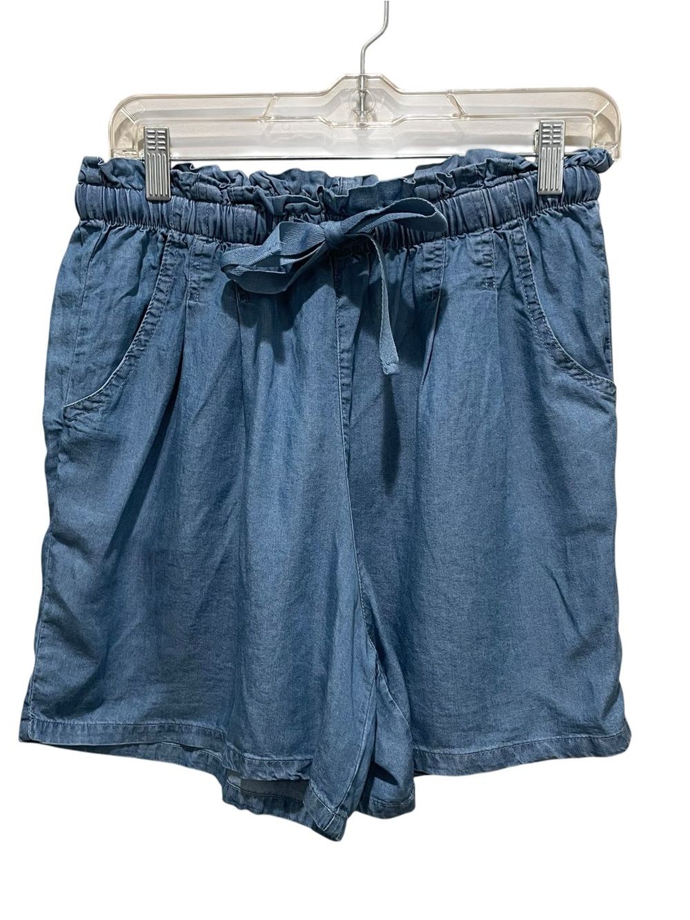 Madison + Hudson Tencel Drawstring Pull On Shorts chambray Blue Women Size Small